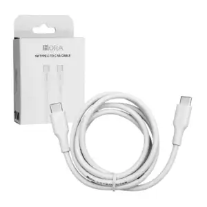 Cable de carga tipo-c a tipo-c 1 hora de 1 metro, 5a, en color blanco…