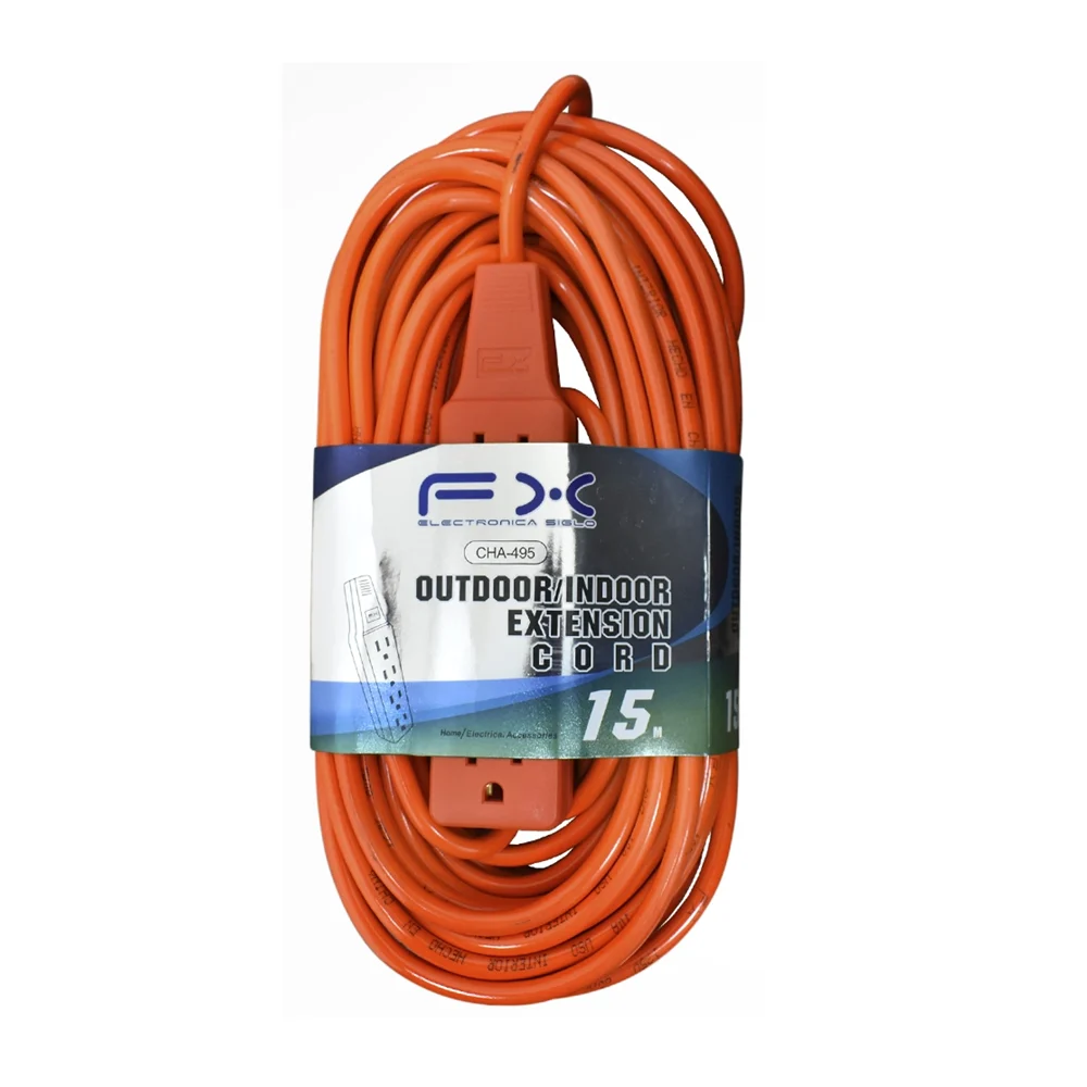 Extensión fx naranja para uso rudo 15m, multicontacto con 4 conectore…