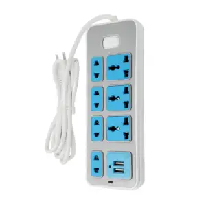Barra multicontactos con 7 enchufes y 2 puertos usb + botón de seguri…