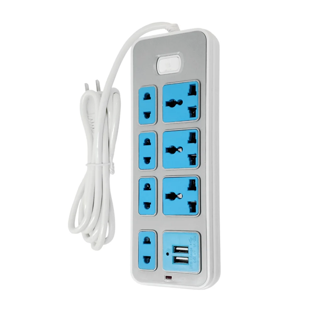 Barra multicontactos con 7 enchufes y 2 puertos usb + botón de seguri…