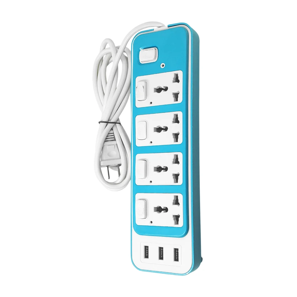 Barra multicontactos de 2m con 4 enchufes y 3 usb + botones de seguri…