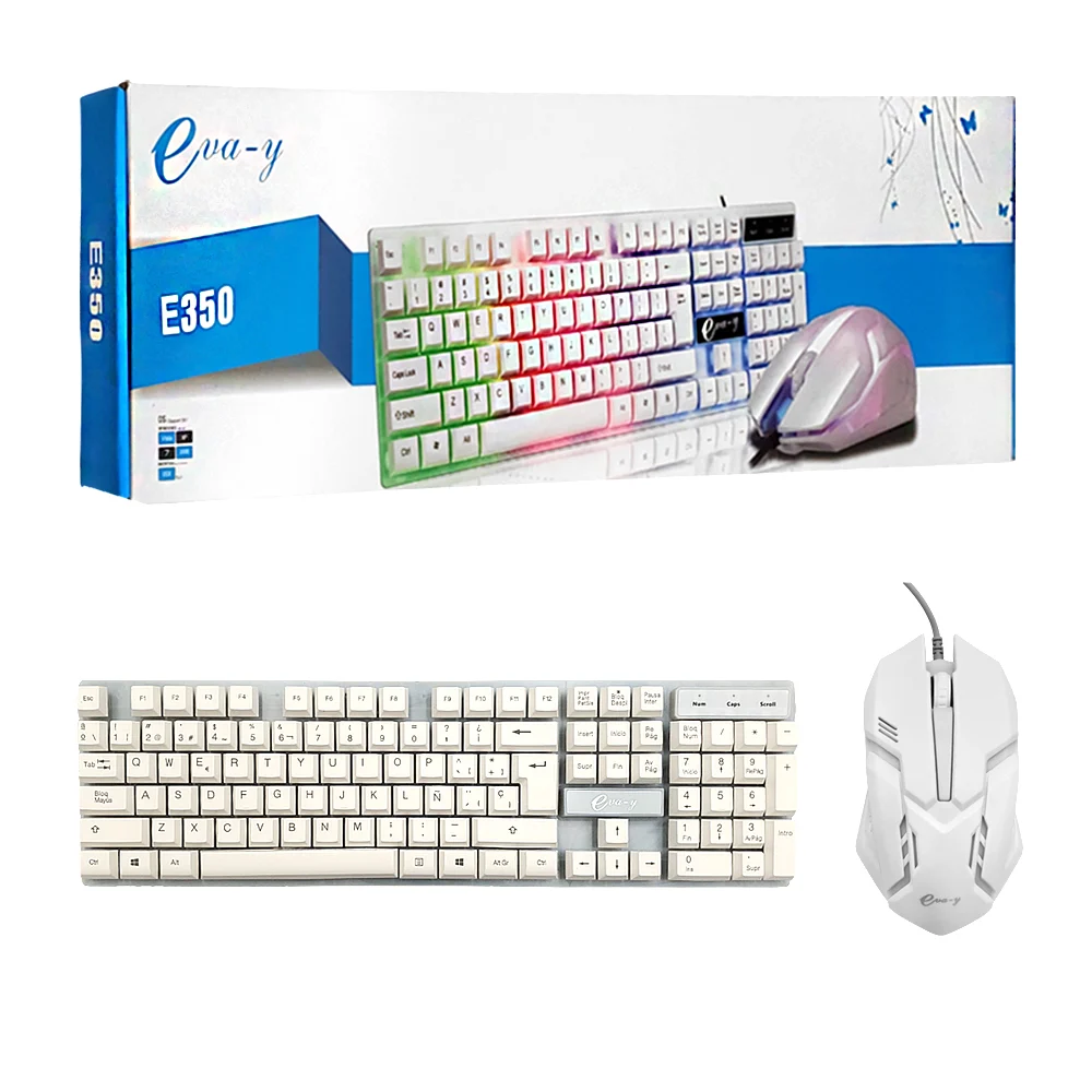 Kit de teclado alámbrico y mouse gamer con luz rgb, diseño ergonómico…