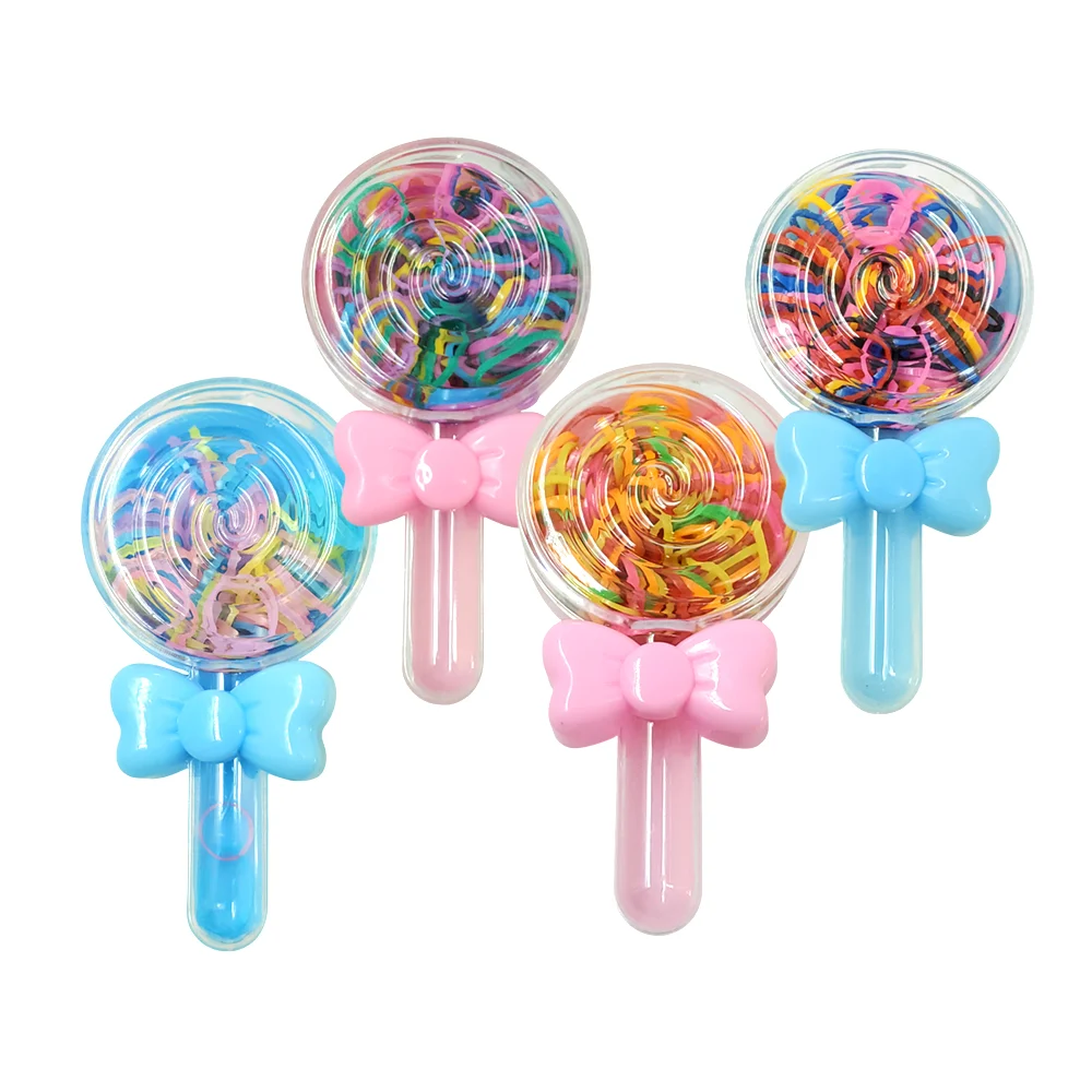 Estuche en forma de paleta con ligas de colores para el cabello / f368