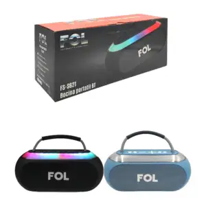 Bocina fol ovalada, puerto tf, usb y radio fm, sonido estéreo + luz r…