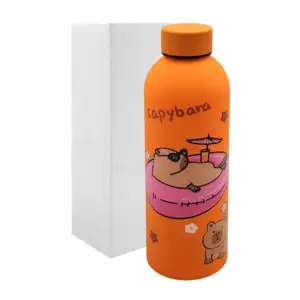 Botella termo de acero inoxidable con estampado de capibara y capacid…