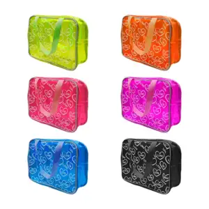Bolsa de plástico duro transparente para dama con estampado de corazo…