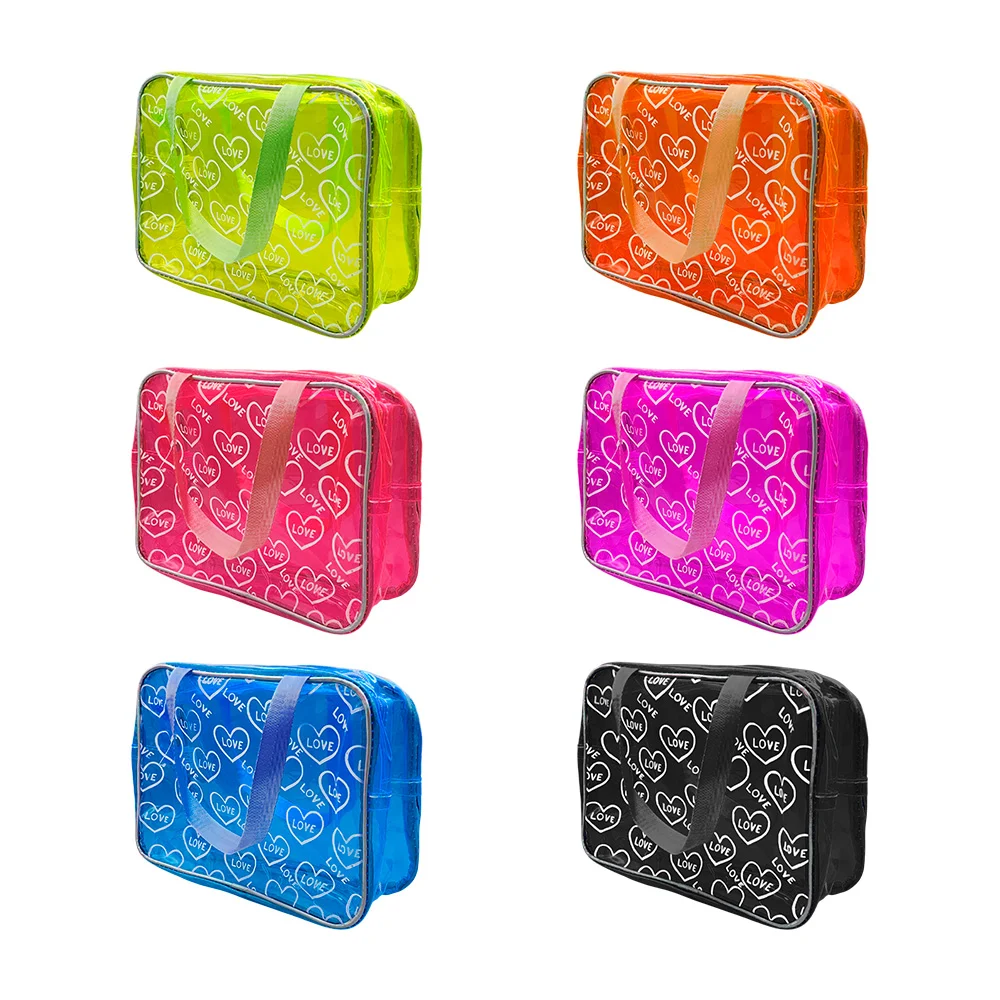 Bolsa de plástico duro transparente para dama con estampado de corazo…