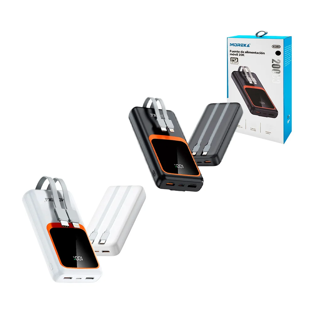 Power bank de 20000 mah, cable ip y tipo-c, 2 puertos usb y usb-c, co…