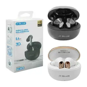 Audífonos inalámbricos bluetooth it blue con diseño metálico + estuch…