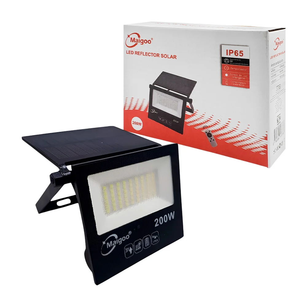 Lámpara reflector con panel solar de uso rudo, 200w ip65, temporizado…