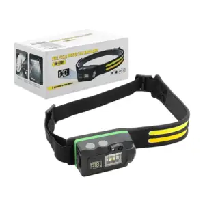 Lámpara linterna tipo minero recargable, 8 modos de luz + sensor de m…