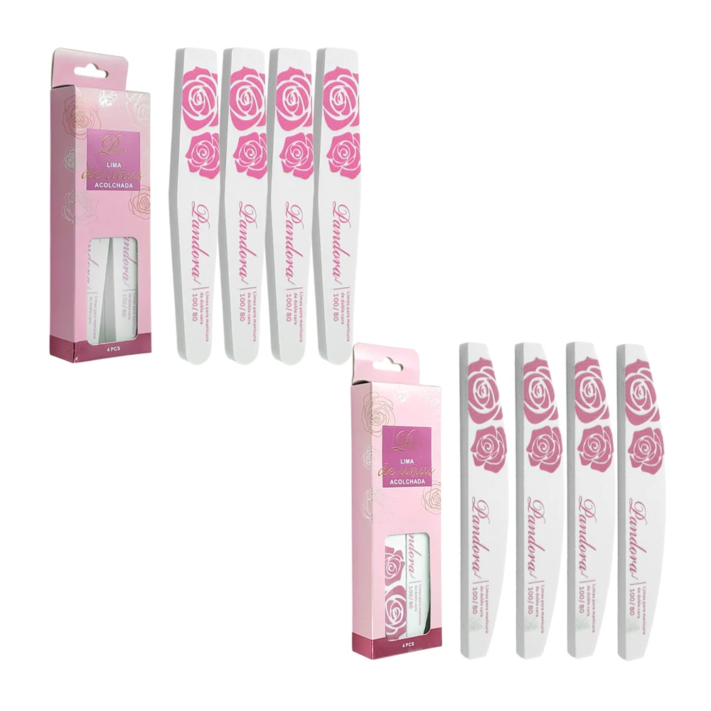 Estuche con 4 limas acolchadas pandora para uñas, variedad de formas