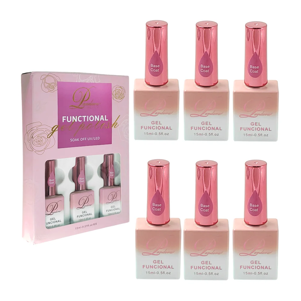 Set pandora con 6 geles multifuncionales base coat de 15ml cada uno