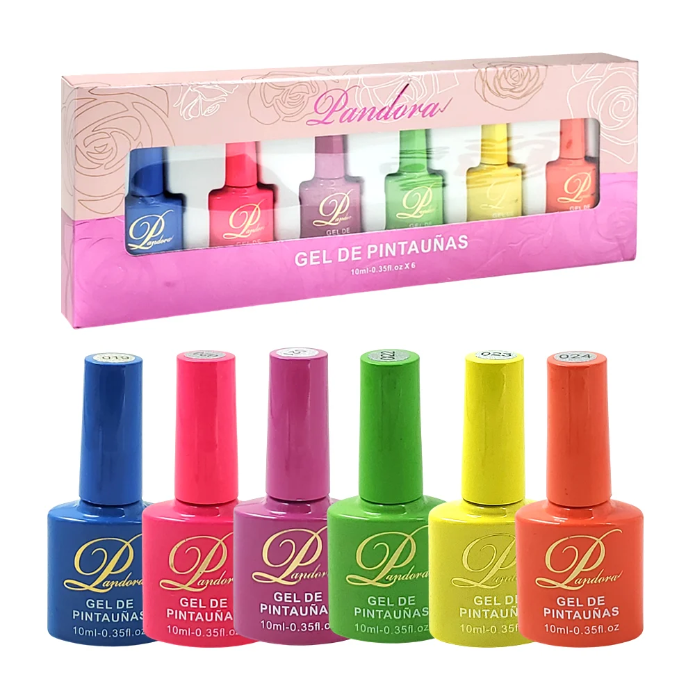 Set pandora con 6 esmalte para uñas de 10ml en tonos neón, variedad d…