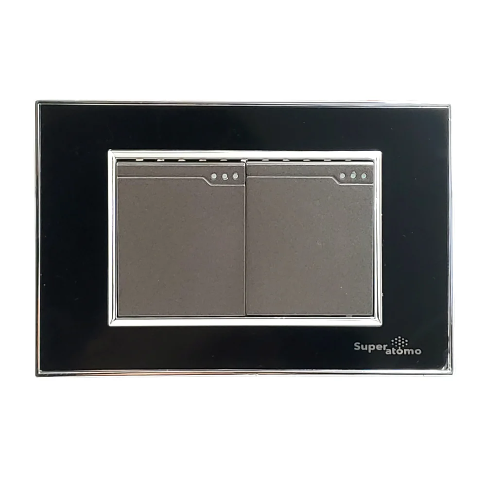 Placa en color negro estilo minimalista con 2 apagadores de escalera …