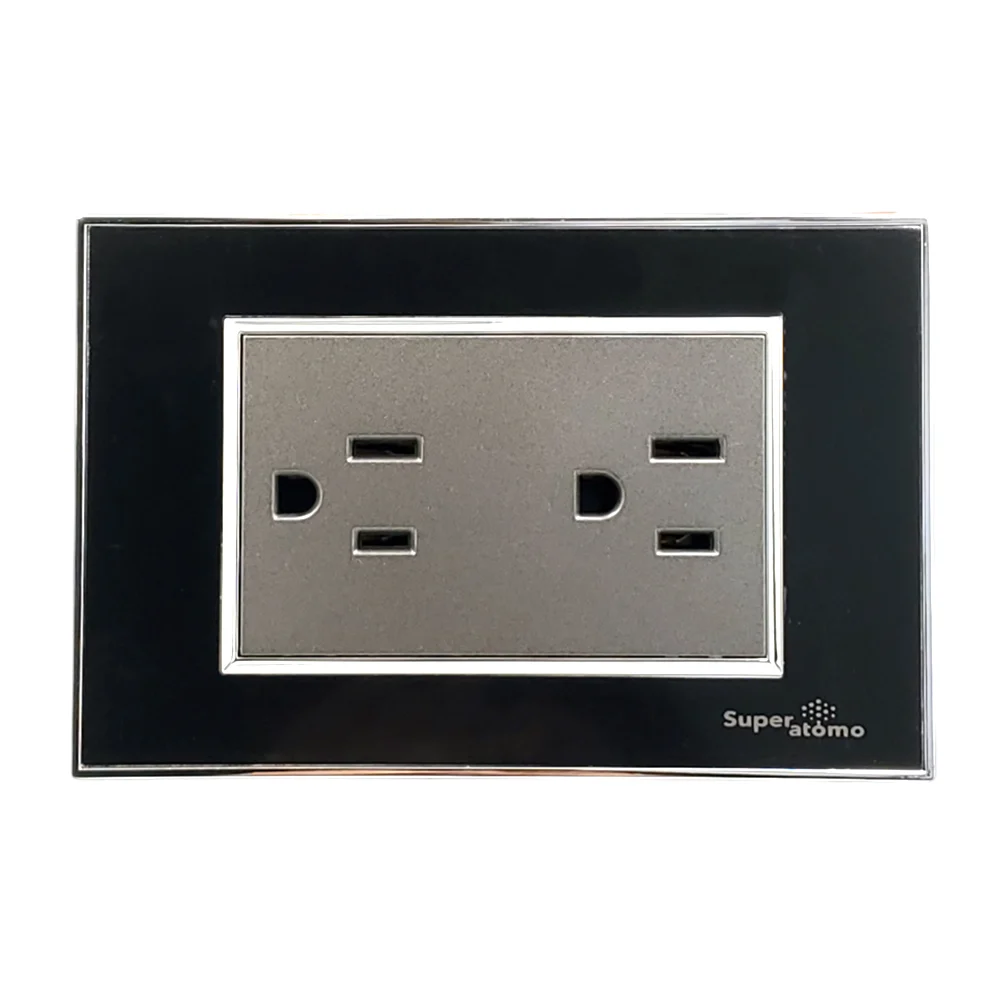 Placa en color negro estilo minimalista con contacto duplex / sa1505-…