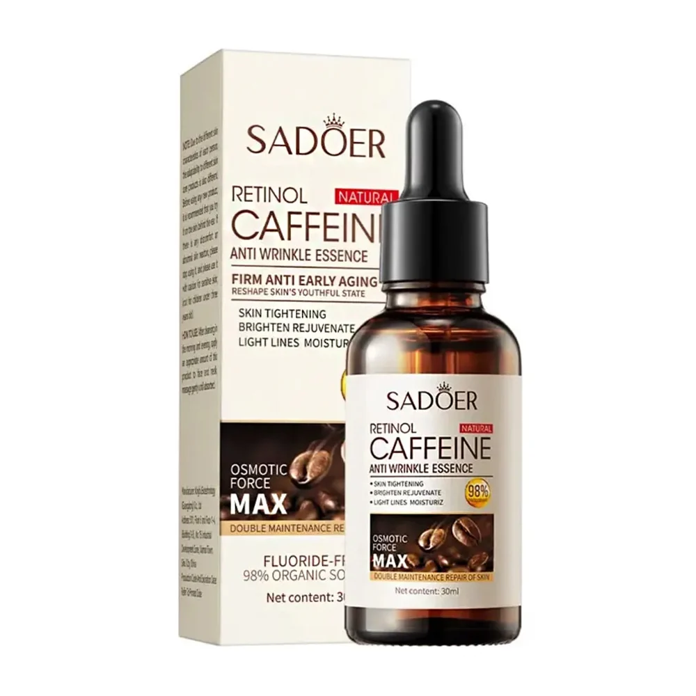 Sérum con retinol y cafeína, antiarrugas, disminuir líneas y suavizar…