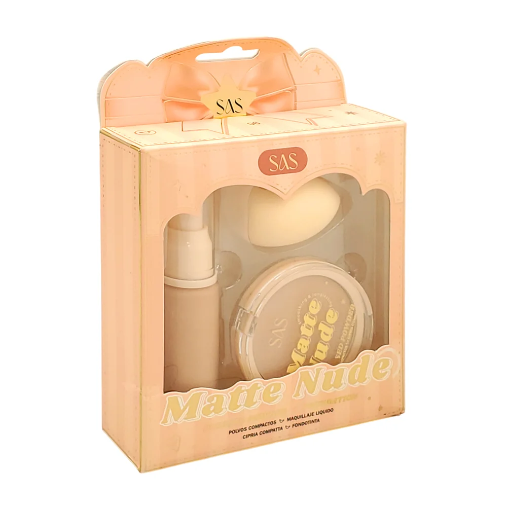 Juego de maquillaje compacto 8g, maquillaje líquido 32g y esponja apl…