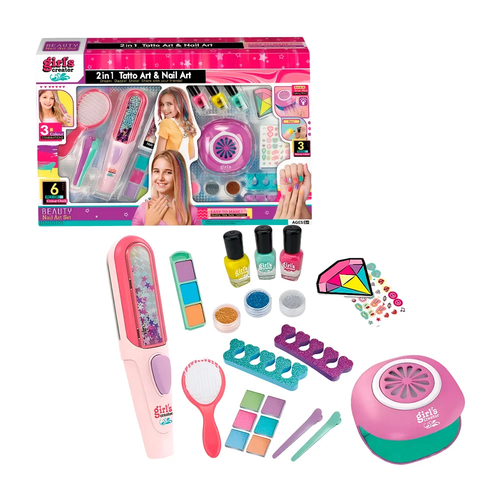 Set de belleza infantil con estudio de uñas y mechas de colores para …