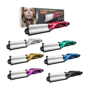 Plancha rizadora de cabello con triple barril, diseño ergonomico, var…