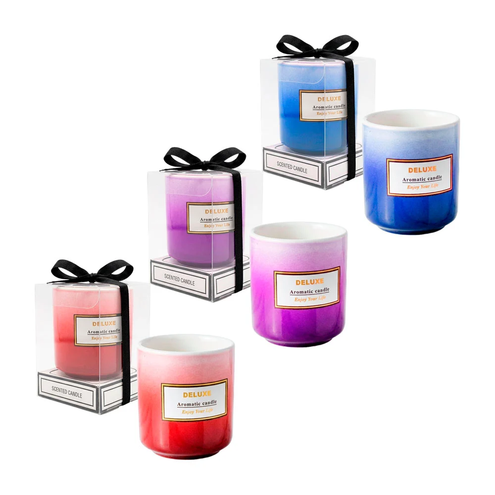 Vela deluxe aromática, vaso de cerámica en color degradado, variedad …