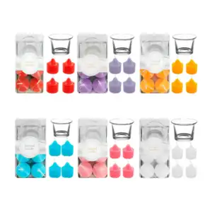 Paquete con 4 mini velas aromáticas + mini vaso de cristal, variedad …