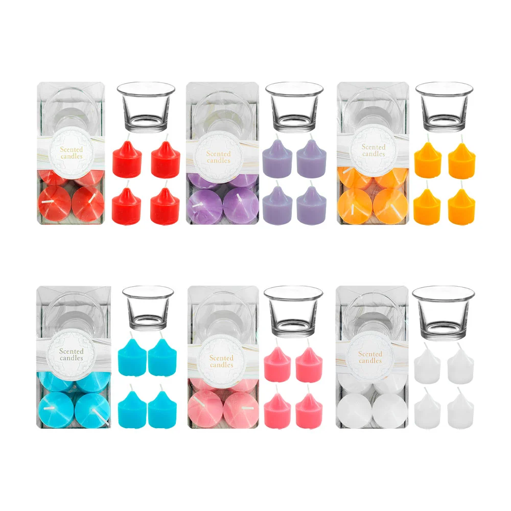 Paquete con 4 mini velas aromáticas + mini vaso de cristal, variedad …