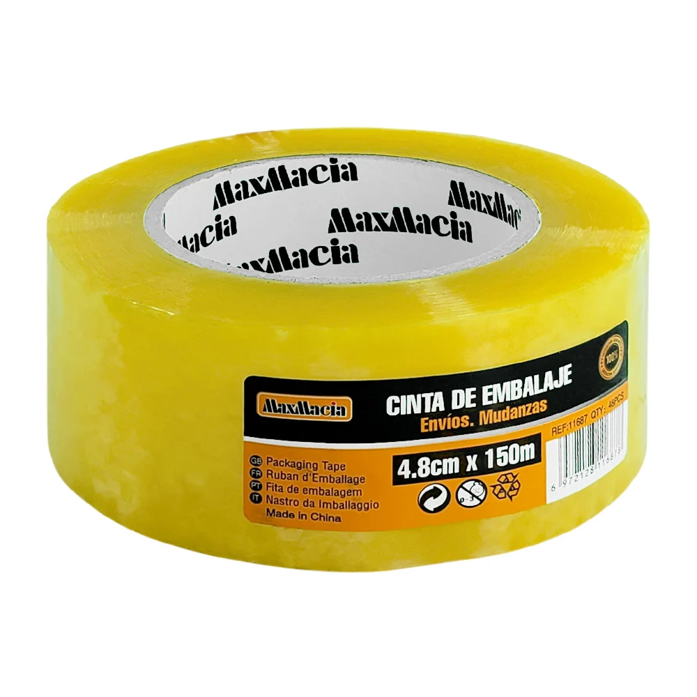 1pz cinta de embalaje maxmacia, amarilla de 4.8cmx150 / 11687 / 11687…