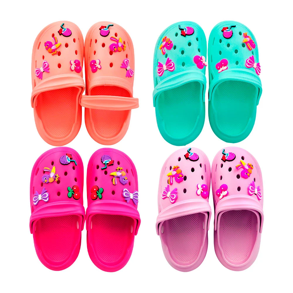 Par de sandalias tipo crocs con 4 figuras de silicón, variedad de col…