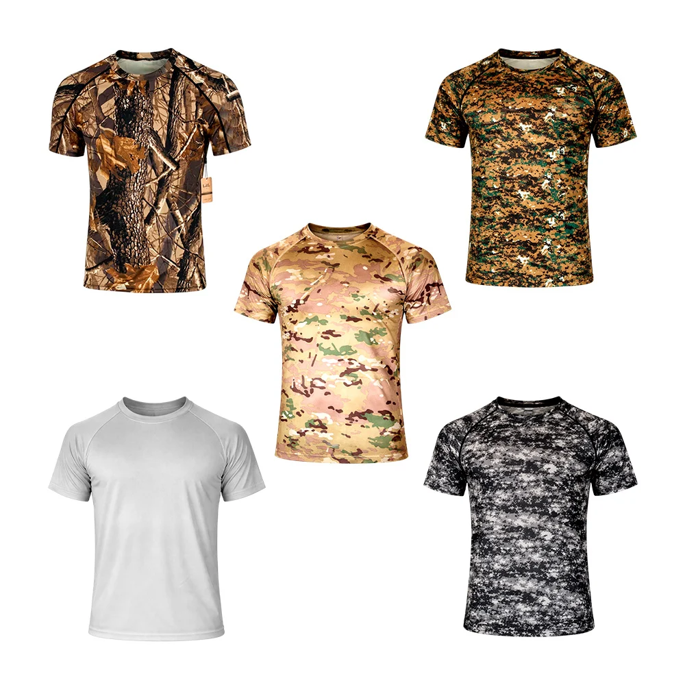 Playera de cuello redondo, manga corta, estampado tipo militar o liso…