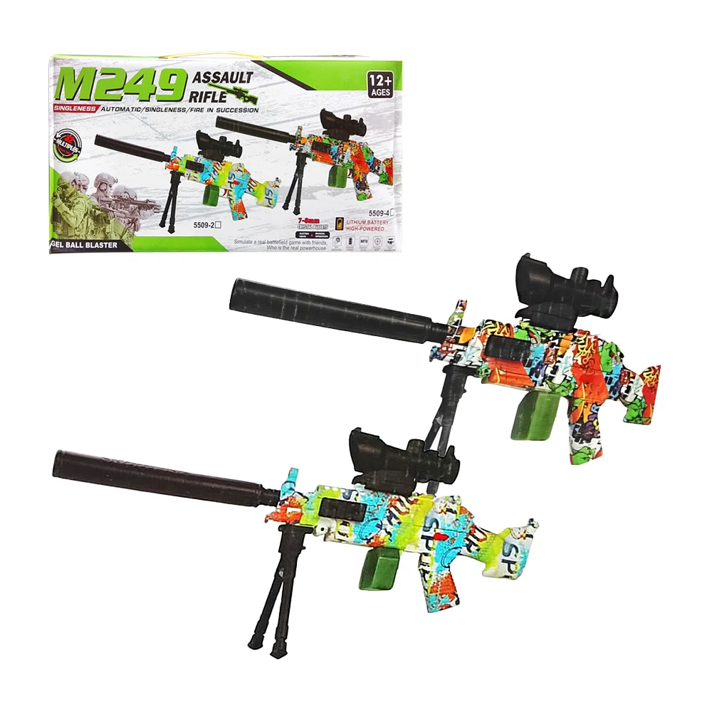 Pistola / rifle m249 con 2 modos de uso para lanzar bolitas de hidrog…