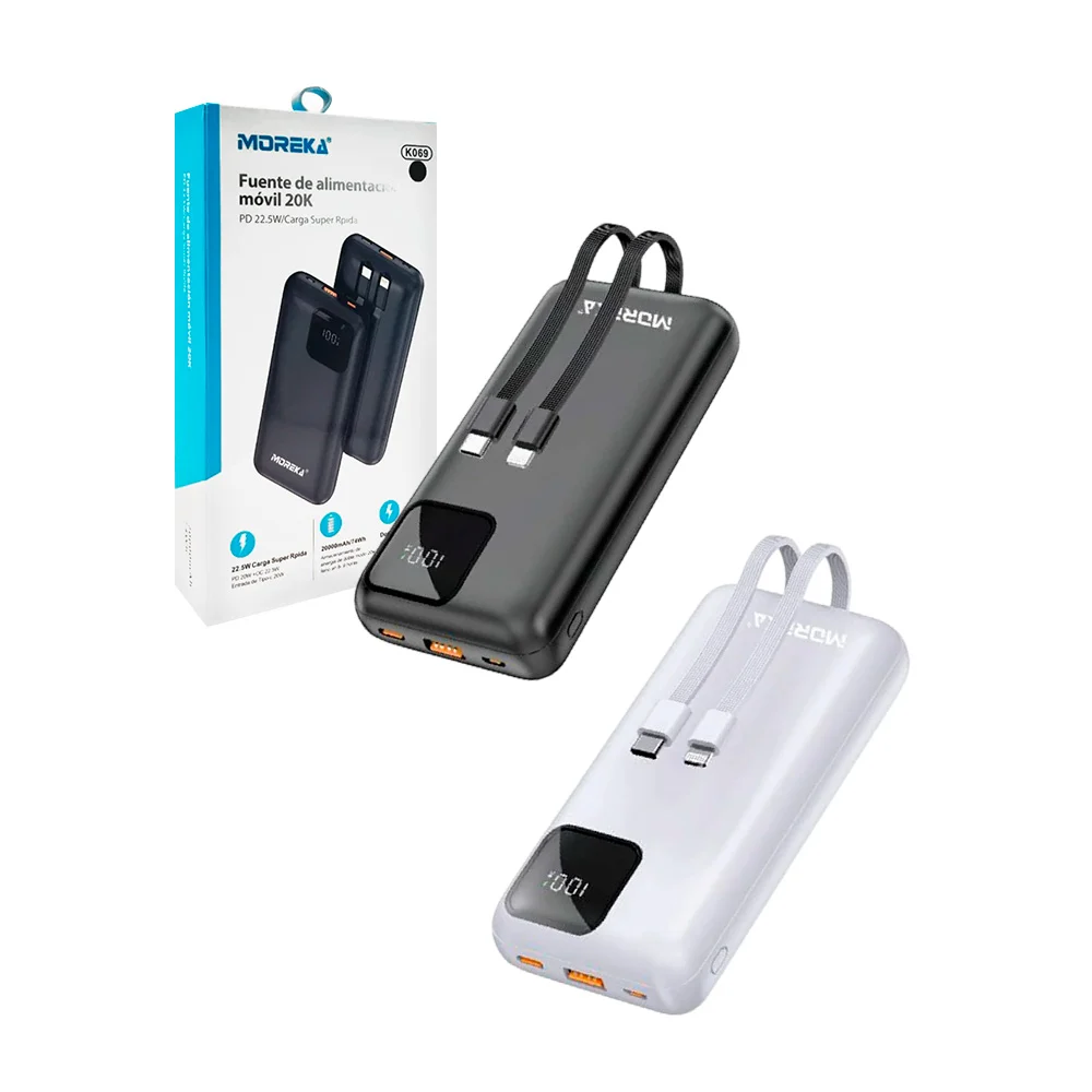 Power bank batería portátil moreka de 20000mah, 22.5w carga rápida / …