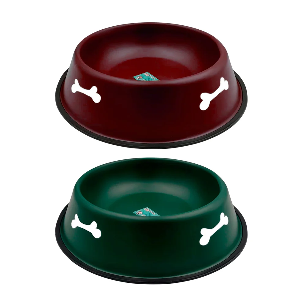 Plato tazón metálico antideslizante con estampado de huesos, 22cm, co…