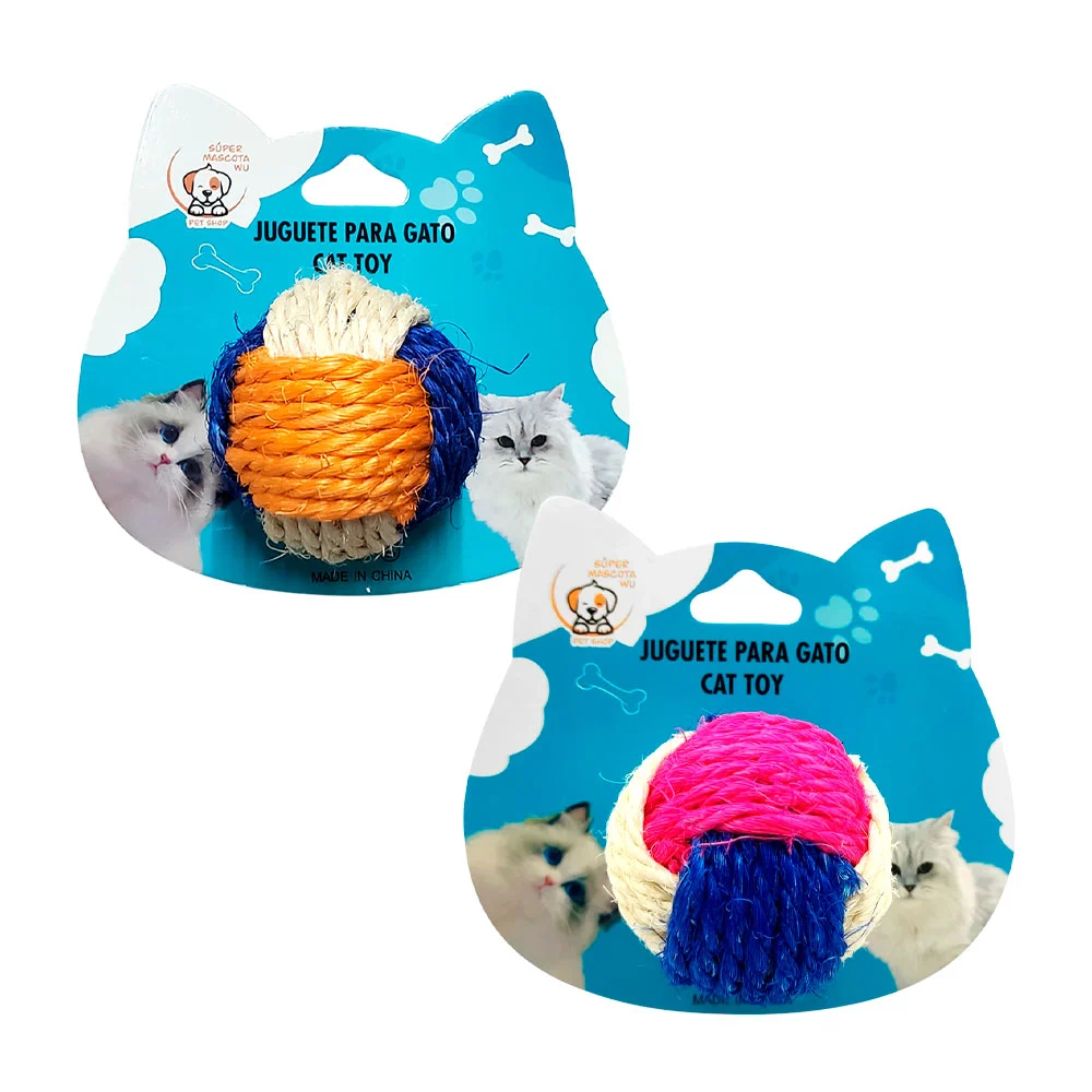 Juguete pelota de yute para gato, 6cm, colores surtidos / 73431