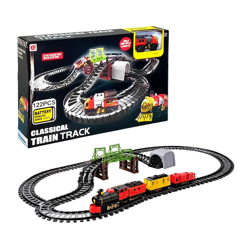 Pista armable 122pcs multidireccional con tren eléctrico, multi diseñ…