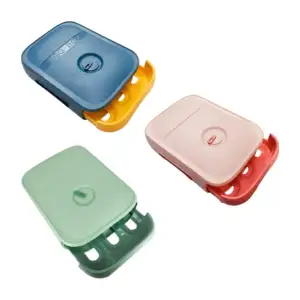 Estuche rectangular de plástico con 3 compartimentos para almacenar h…