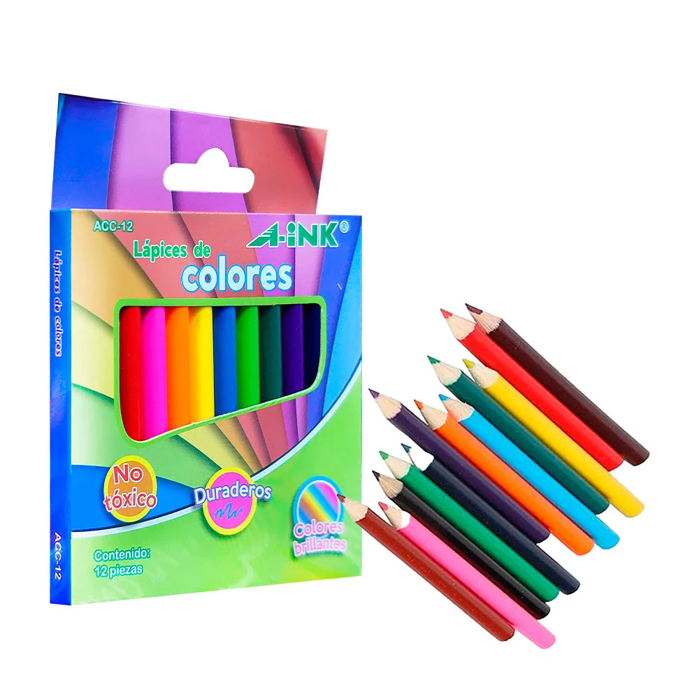 Paquete con 12 lápices de madera para colorear, colores surtidos / ac…