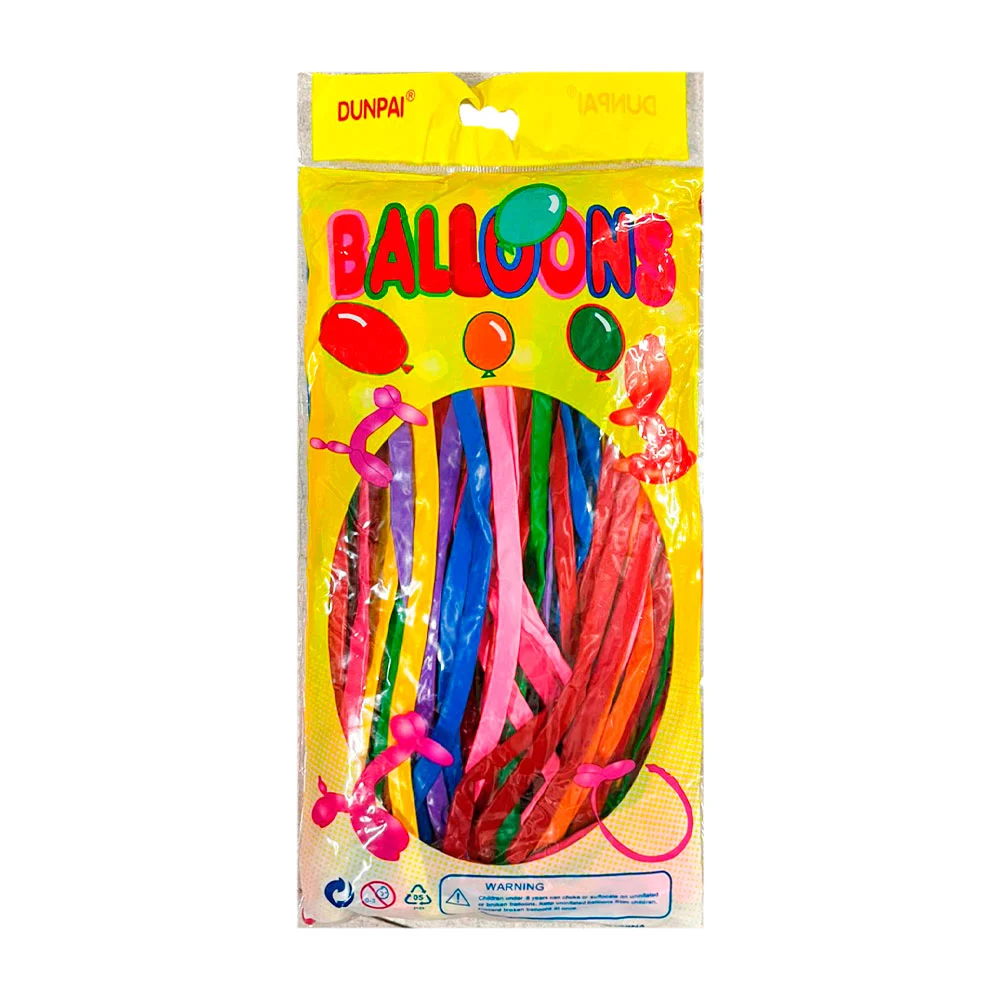 Paquete 100 pzas de globos salchichas de colores / bt-751