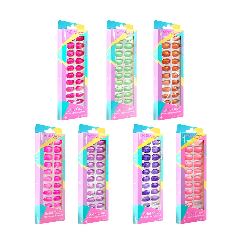 Set de 24 uñas postizas con forma de almendra, variedad de colores / …