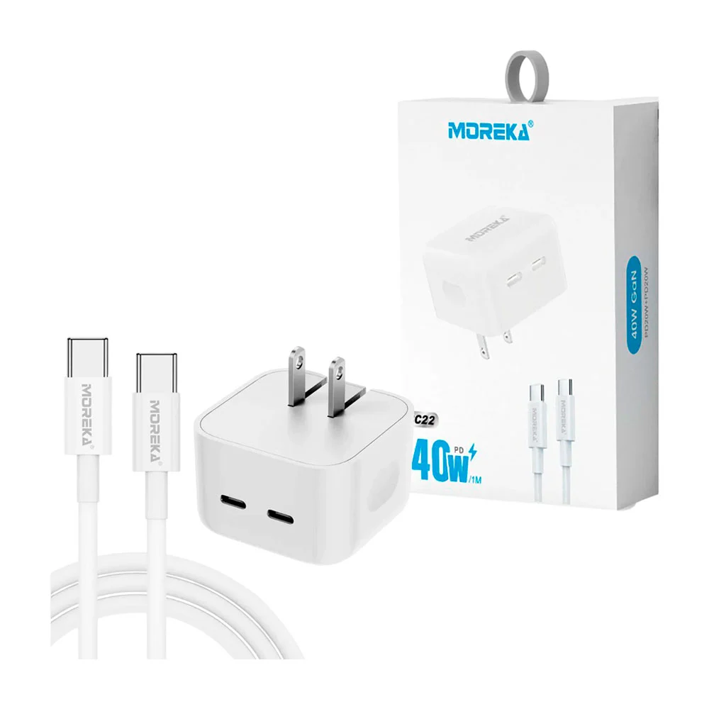 Combo cargador, cubo carga rápida 40w con 2 entradas tipo-c y cable 1…