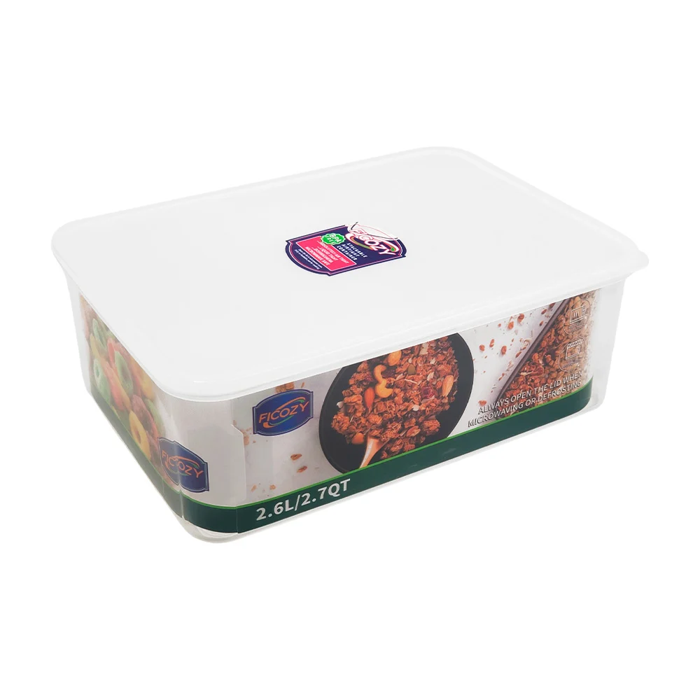 Tupper rectangular de plástico transparente, capacidad de 2.6l, resis…