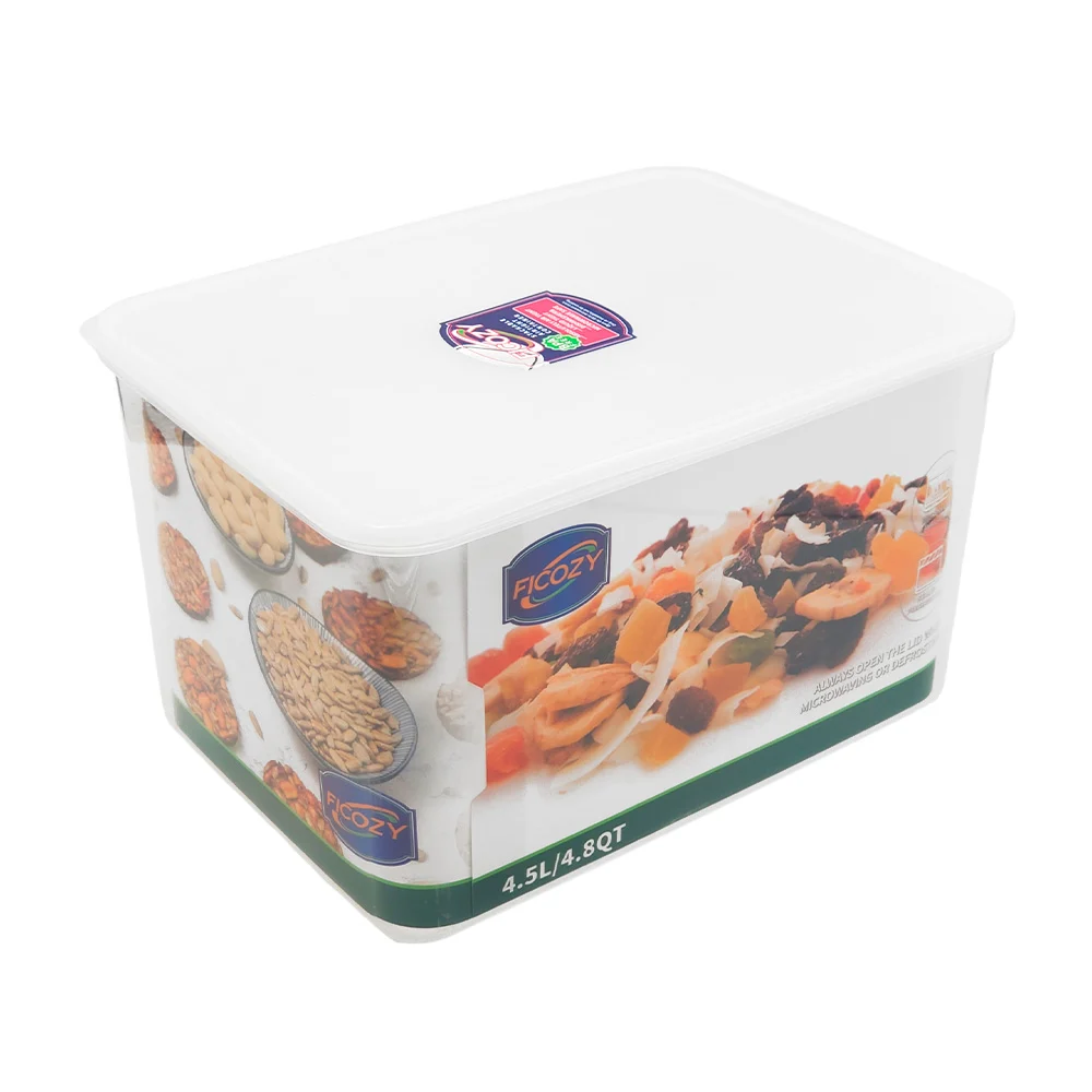 Tupper rectangular de plástico transparente, capacidad de 4.5l, resis…