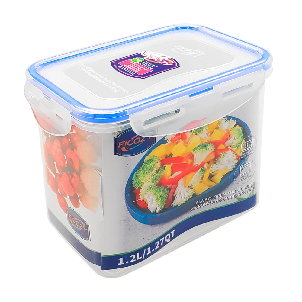 Tupper rectangular de plástico transparente con capacidad de 1.2l, re…