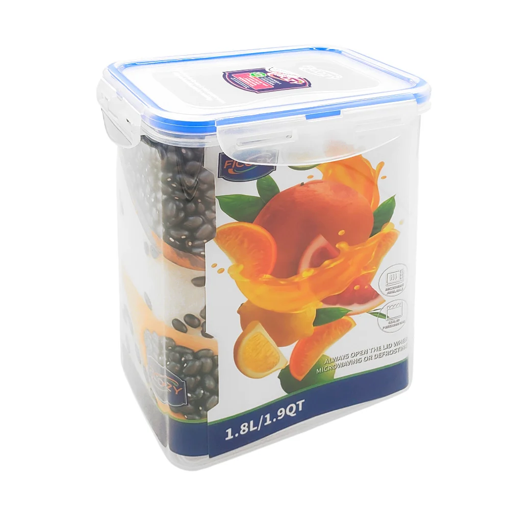 Tupper rectangular de plástico transparente con capacidad de 1.8l, re…