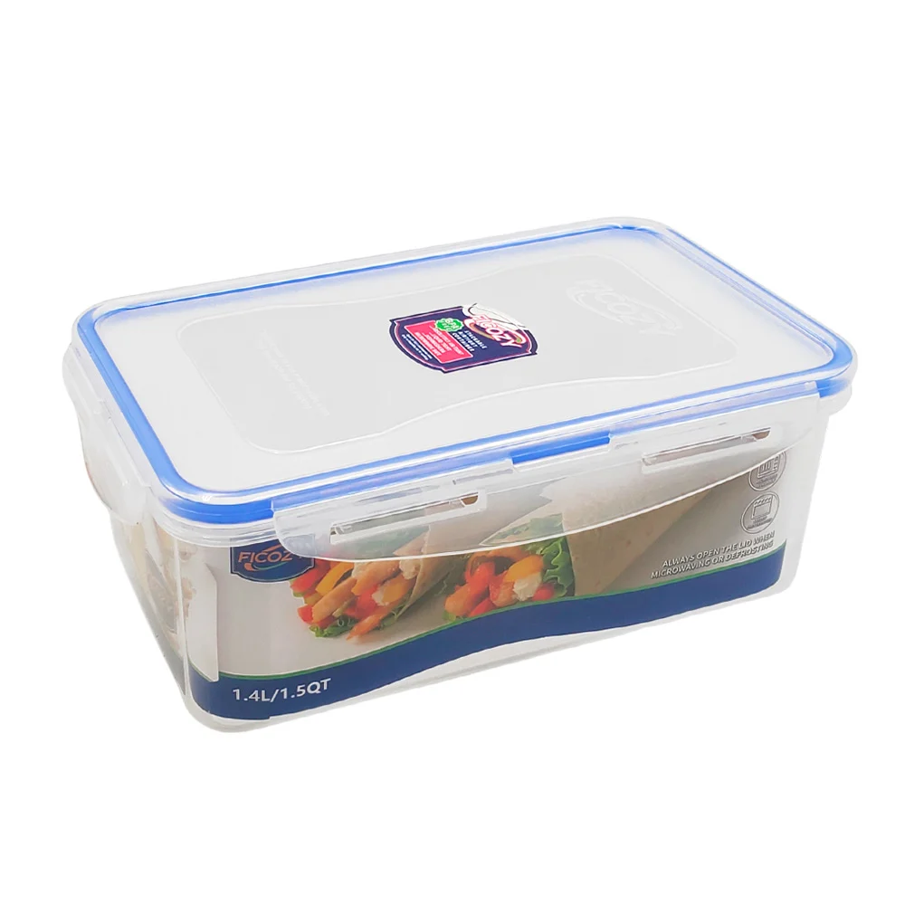Tupper rectangular de plástico transparente con capacidad de 1.4l, re…