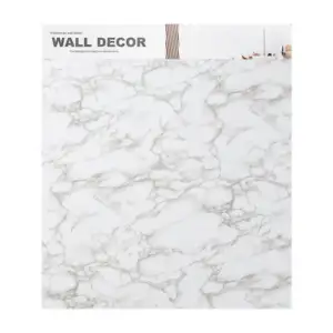 Paquete con 5 láminas de papel tápiz 60x60cm, tipo mármol blanco-gris