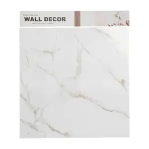 Paquete con 5 láminas de papel tapiz cuadrado y diseño de mármol blan…