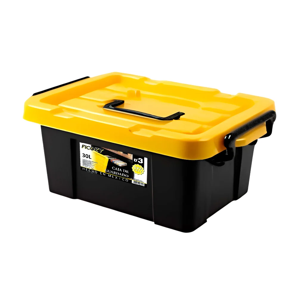 Caja de plástico para almacenamiento, capacidad de 30l, color negro /…