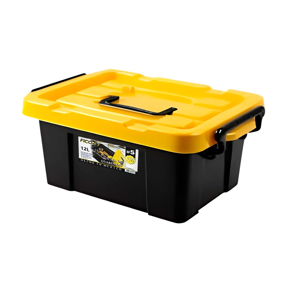 Caja de plástico para almacenamiento, capacidad de 12l, color negro /…