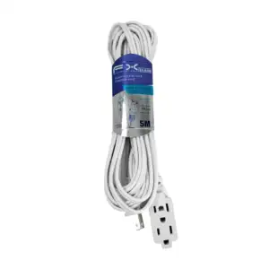 Extensión eléctrica blanca domestica con longitud de 5m, clavija plan…